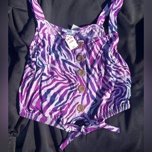Bar III Vibrant Purple Zebra Crop Top